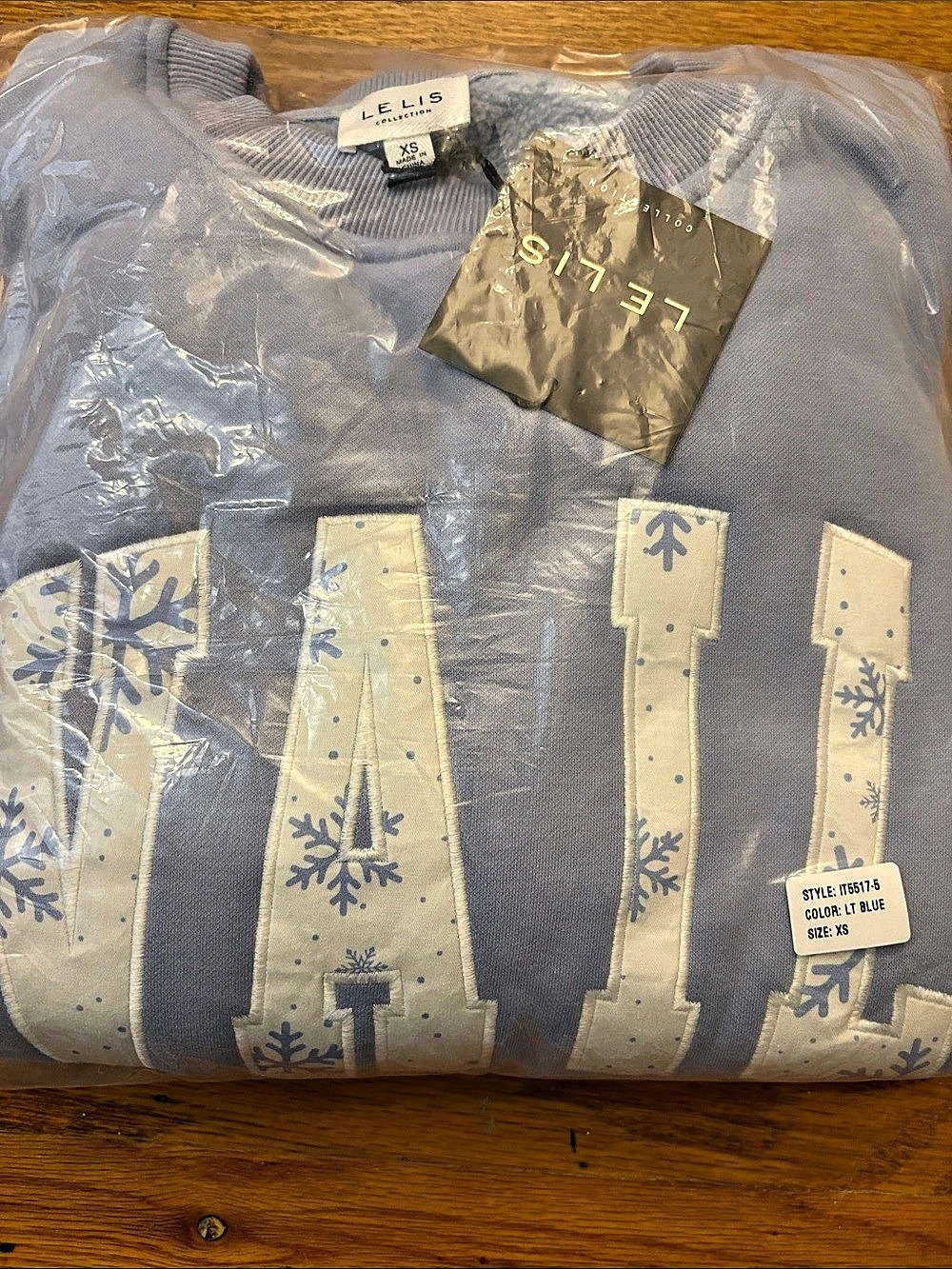 LE LIS Vail Graphic Sweatshirt blue & Cream Size XS